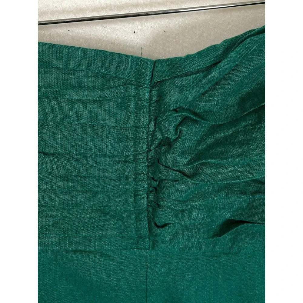 Abercrombie & Fitch Green Linen Blend Strapless Pleated Maxi Dress LT Large Tall